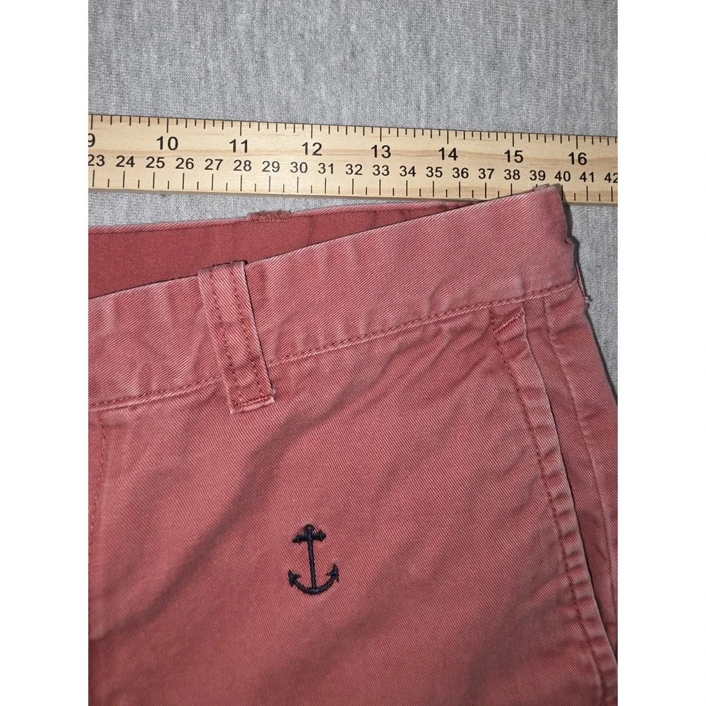 J. Crew Mens Salmon Pink Embroidered Anchor Cotton Chino Shorts Size 32